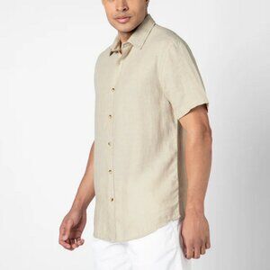 Bearbottom Linen Shirt Mens XXL Natural Stone Beige Button-Up Short Sleeve NEW